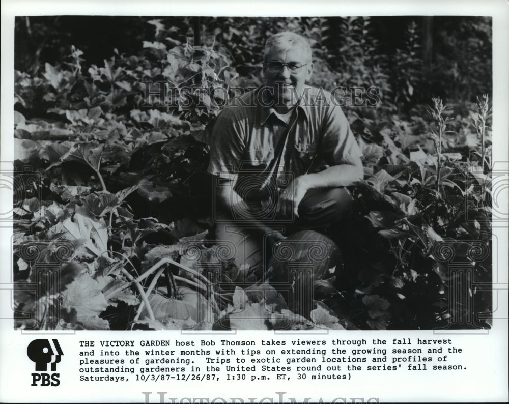 1987 Press Photo Victory Harvest Garden host Bob Thomson - Historic Images