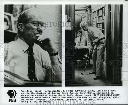 1988 Paul Duke with Supreme Court Justice Byron White-Historic Images