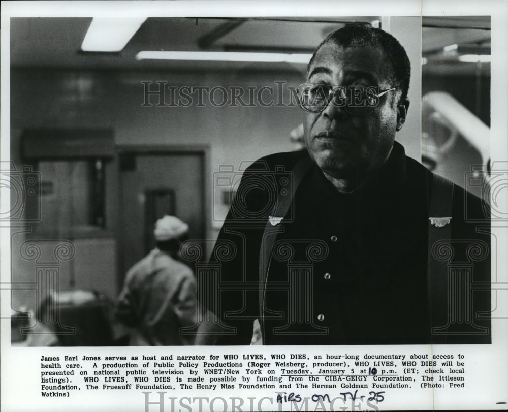 Press Photo James Earl Jones-host and narrator for Who Lives, Who Dies - Historic Images