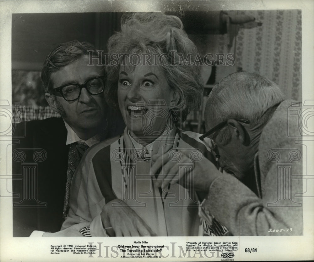 1968 Press Photo Phyllis Diller-Did You hear the one about The Traveling Salesla - Historic Images