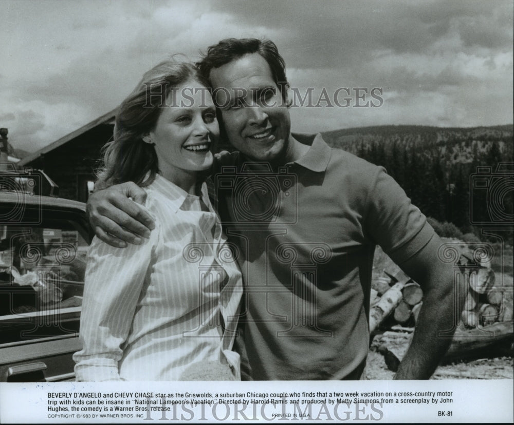 1983 Press Photo Beverly D'Angelo and Chevy Chase as the Griswolds. - Historic Images