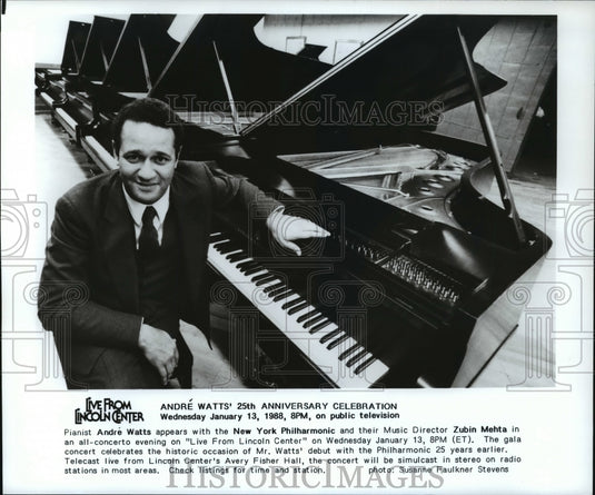 1988 Press Photo Live from Lincoln Center Andre Watts' 25th Anniversary - Historic Images