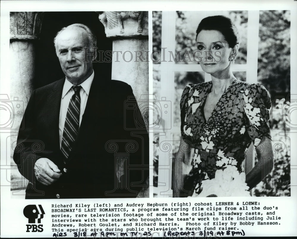 Press Photo Richard Kiley (left) and Audrey Hepburn (right) co host - Historic Images