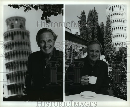 Press Photo Scientific American Frontiers-Cappuccino Break for Alan Alda - Historic Images