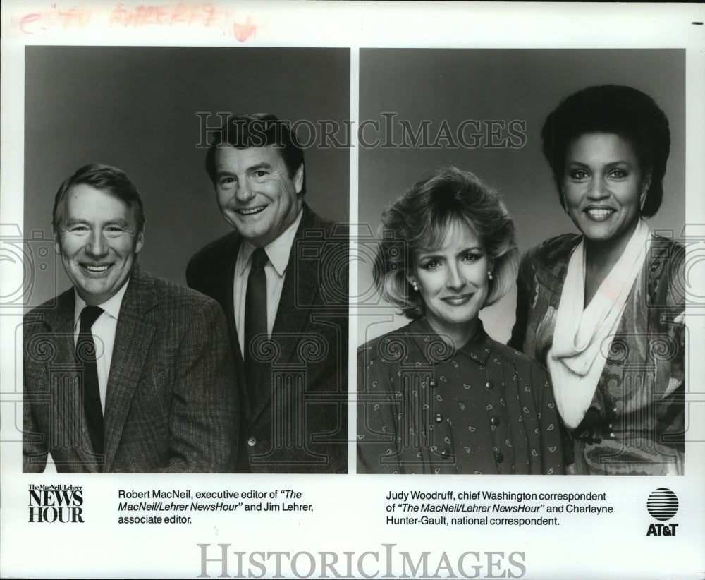 Press Photo Robert MacNeil, Jim Lehrer, Judy Woodruff , Charlayne Hunter Gault - Historic Images