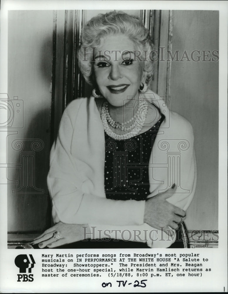 1988 Press Photo Mary Martin, Performance at the White House, Salute to Broadway - Historic Images