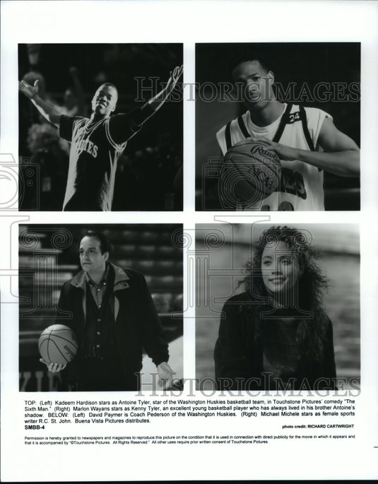 Press Photo Top (left) Kadeem Hardison stars as Antoine Tyler in The SIxth Man. - Historic Images
