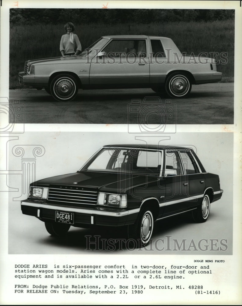 1981 Press Photo Dodge Aries automobile - cvb74207 - Historic Images