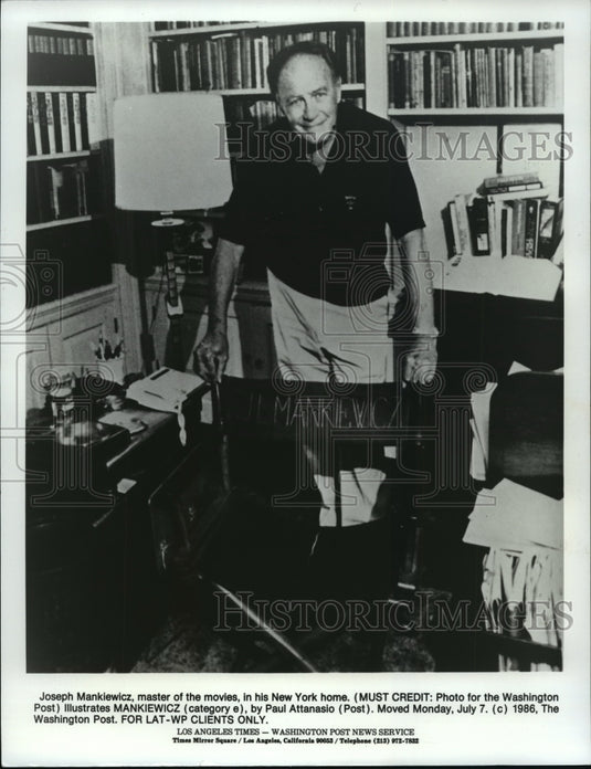 1987 Press Photo Joseph Manklewicz, master of the movies, in this NY home - Historic Images