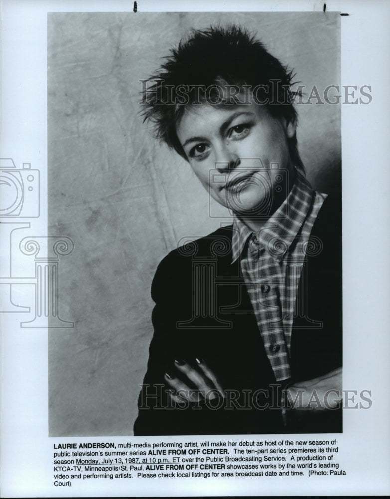 1987 Press Photo Laurie Anderson, multi media performing artist will make debut - Historic Images