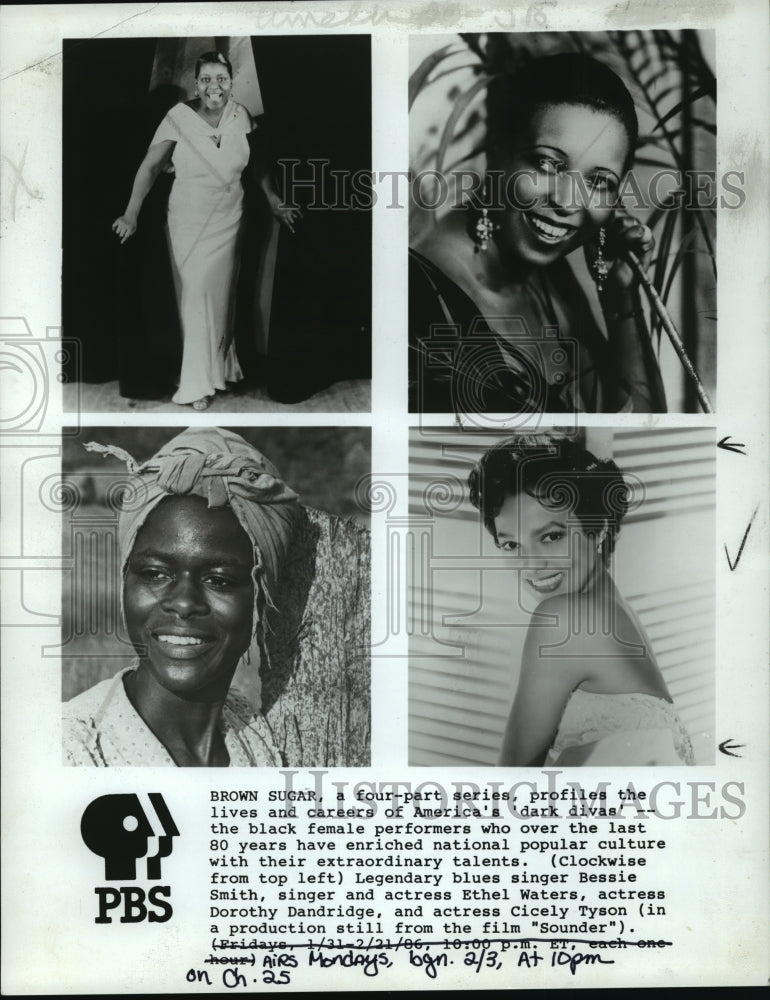 Press Photo PBS presents BROWN SUGAR, profiles America&#39;s &#39;dark divas&#39; - Historic Images