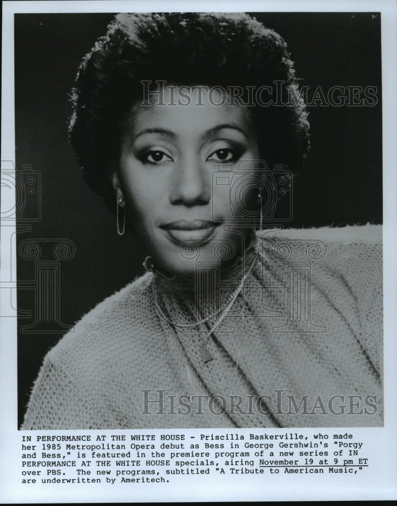 Press Photo Priscilla Baskerville in &quot;A Tribute to American Music&quot; by PBS - Historic Images