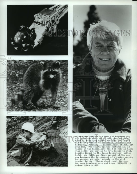 Press Photo Peter Graves hosts Discover: The World of Science, in Nova Scotia. - Historic Images