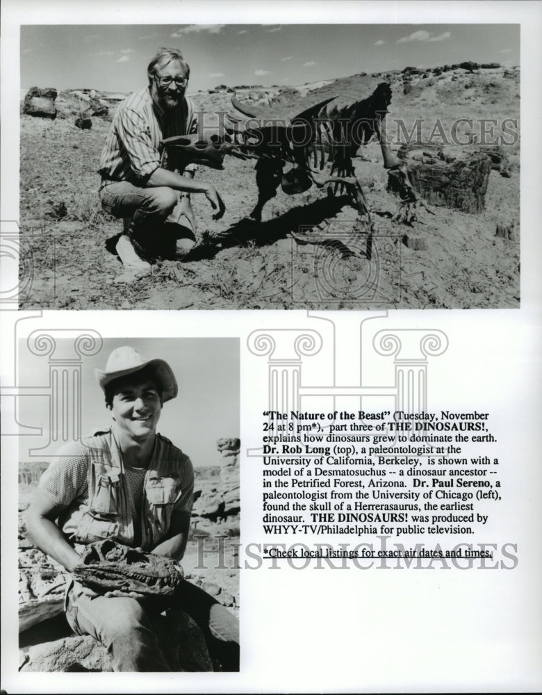 Press Photo Dr. Rob Long and Paul Sereno on "The Dinosaurs!," Petrified Forest. - Historic Images