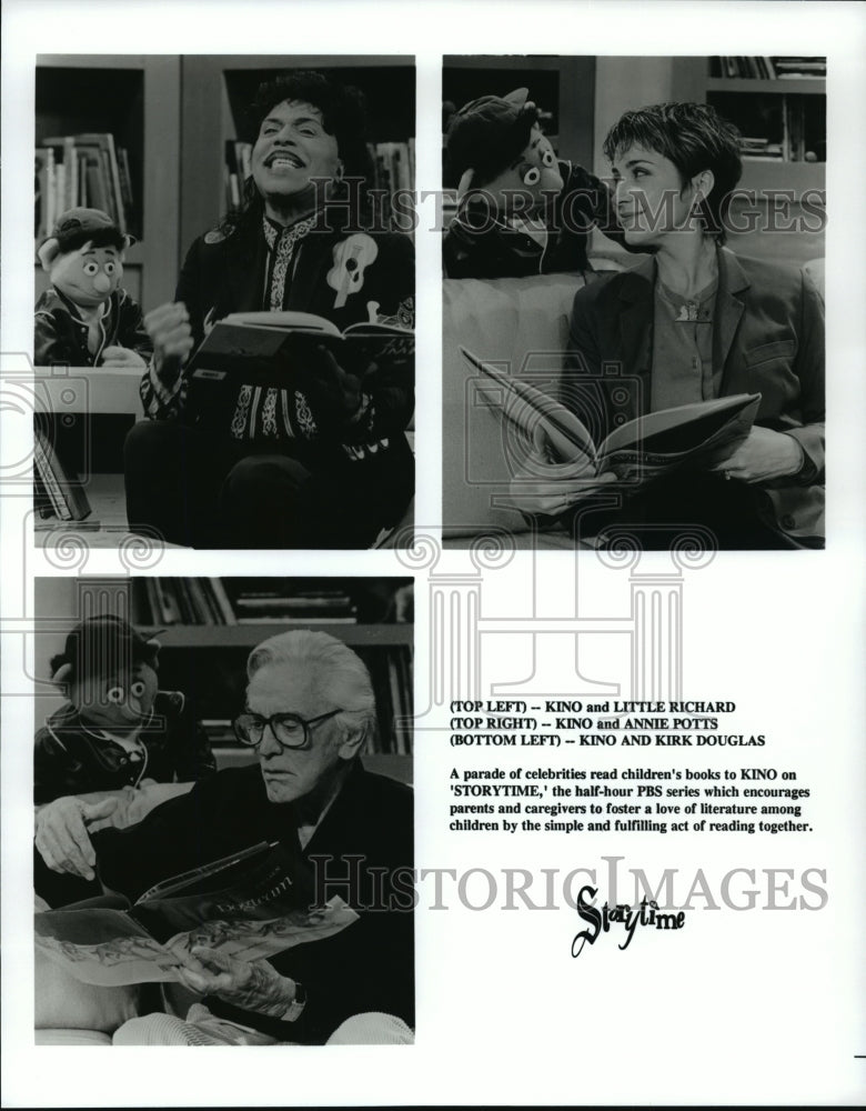 Press Photo Little Richard, Annie Potts & Kirk Douglas in "Storytime" on PBS - Historic Images