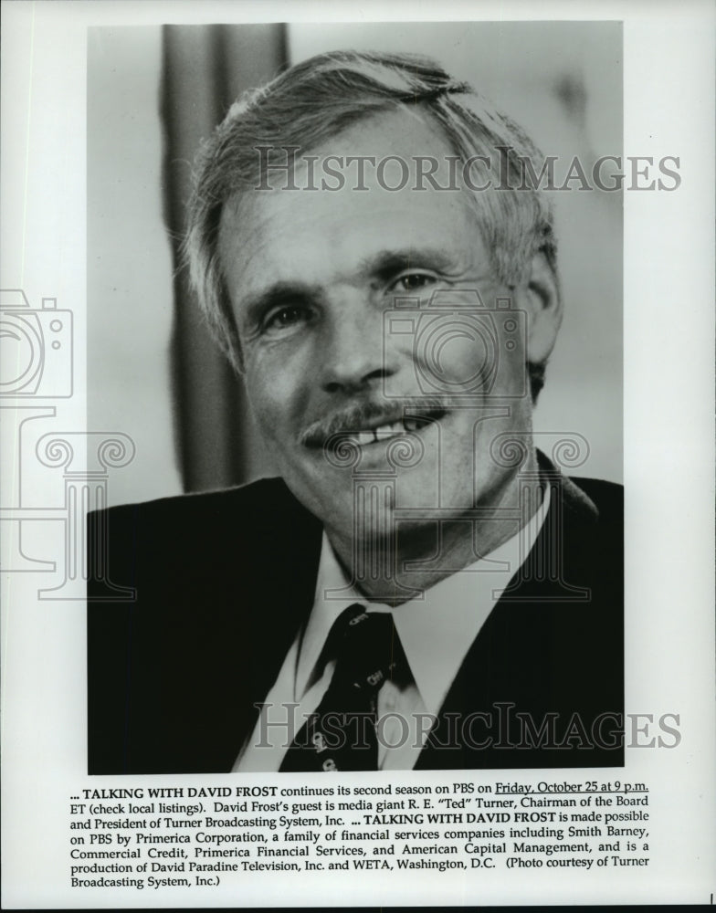 Press Photo Talking With David Frost with guest R.E. Ted Turner - Historic Images