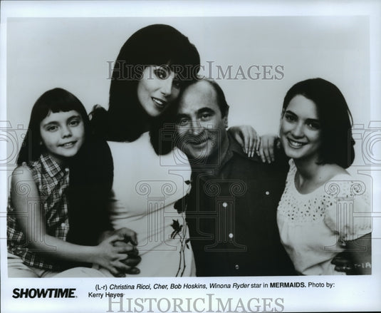 1947 Press Photo LR Christina Ricci,Cher,Bob Hoskins,Winona Ryder,MERMAIDS stars - Historic Images