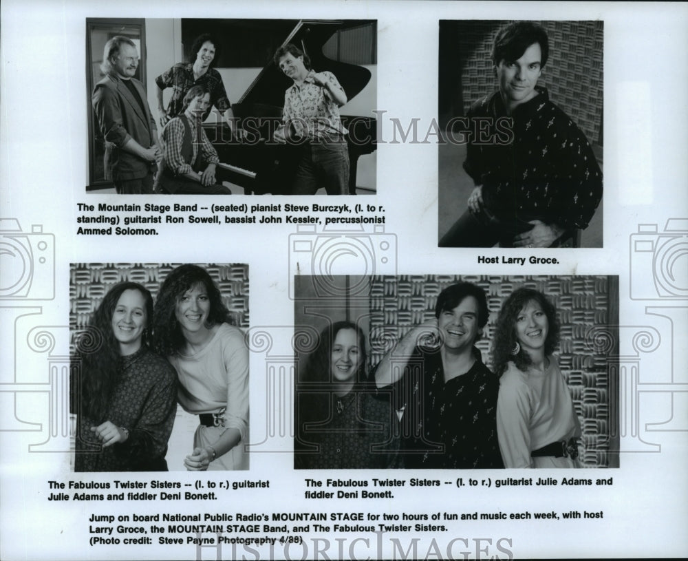 1988 Press Photo The Mountain Stage Band and The Fabulous Twister Sisters - Historic Images