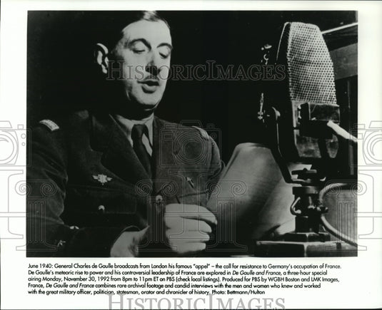 Press Photo General Charles de Gaulle in De Gaulle and France on PBS - Historic Images