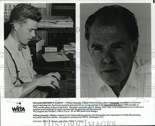 Press Photo Bernie A. Degnan & Phillip Caruso, Glens Falls Post-Star in 1950 - Historic Images