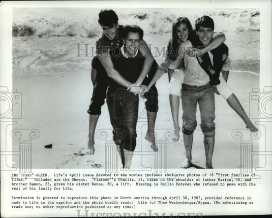 1987 Press Photo First Families of Films, Sheens' Charlie,Martin,Ramon & Renee - Historic Images