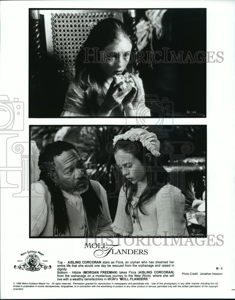 Press Photo Aisling Corcoran and Morgan Freeman in "Moll Flanders" - Historic Images