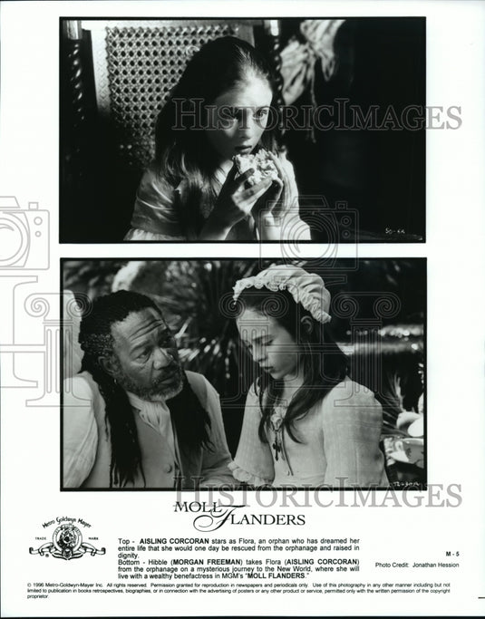 Press Photo Aisling Corcoran and Morgan Freeman in "Moll Flanders" - Historic Images