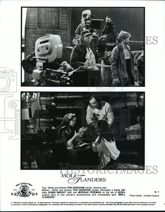 Press Photo Director-writer Pen Densham with the stars of "Moll Flanders" - Historic Images