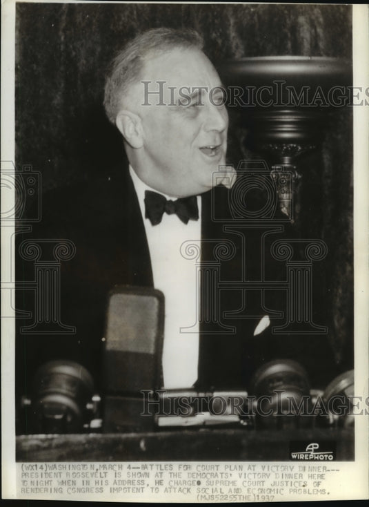 1937 President Roosevelt at Democrats' Victory Dinner-Historic Images