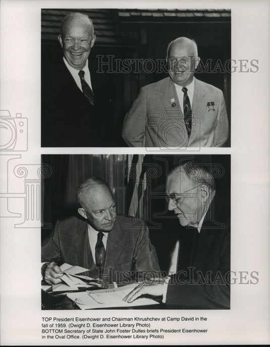 Press Photo President Eisenhower, Chairman Khrushchev & John Foster Dulles - Historic Images