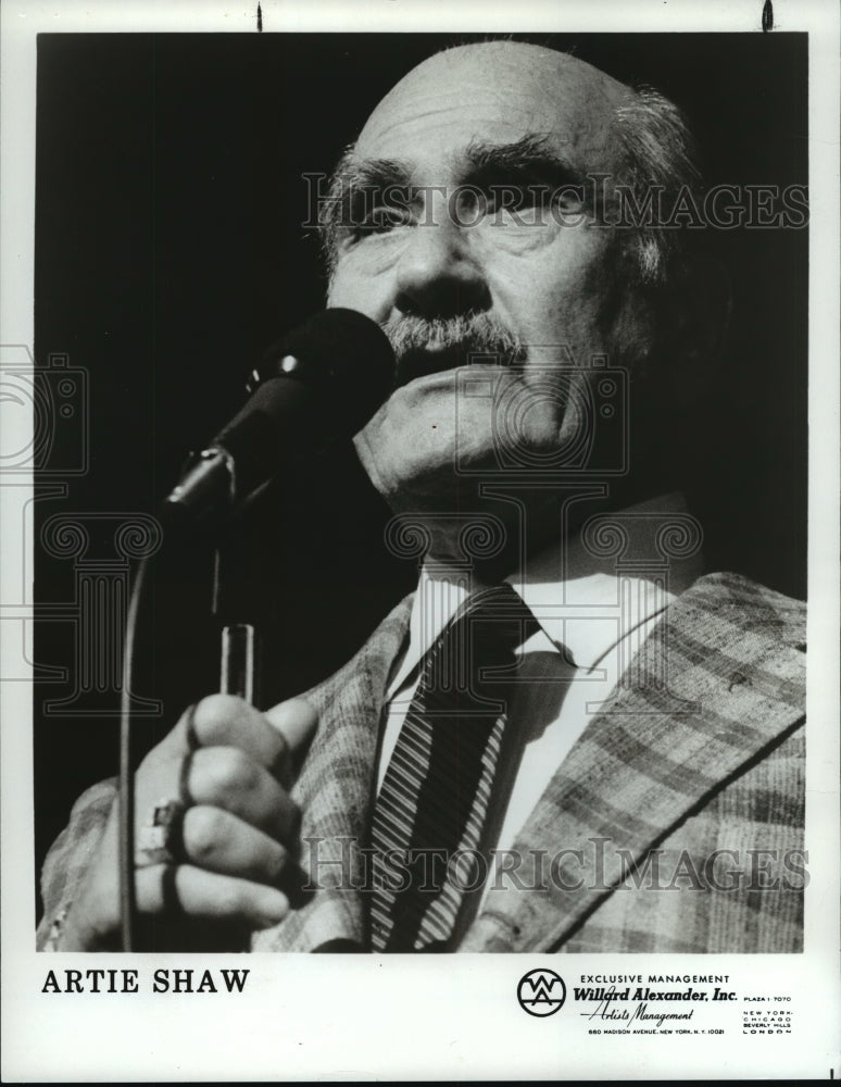 1985 Press Photo Artie Shaw, Clarinetist, Composer, Bandleader &amp; Actor - Historic Images