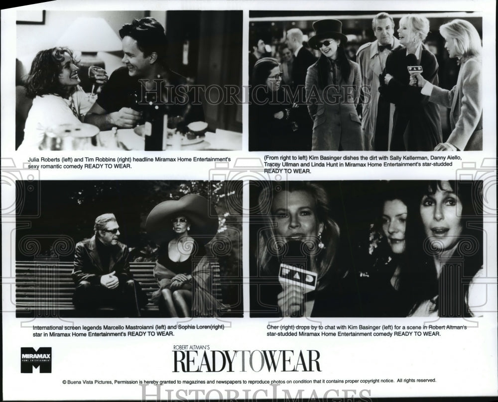 Press Photo Julia Roberts, Tim Robbins, Kim Bassinger, Cher, Sophia Loren - Historic Images