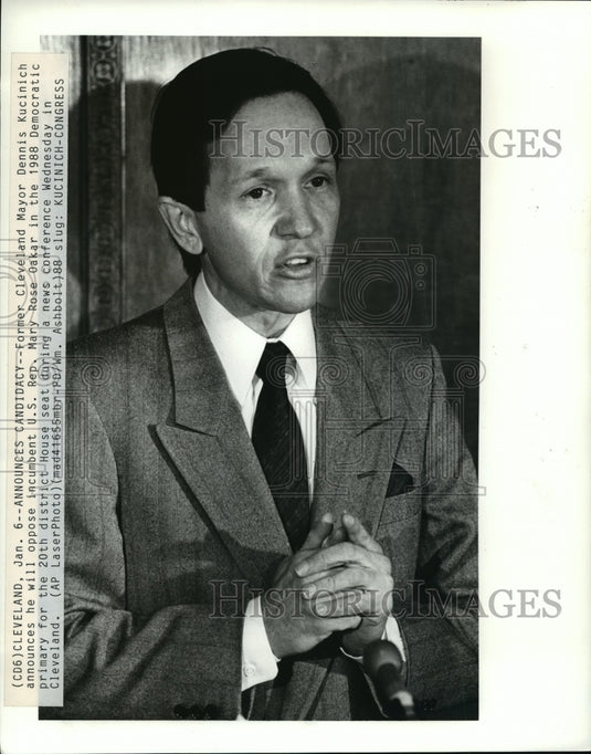 1988 Press Photo Dennis Kucinich Announces Candidacy Democratic 20th House Seat - Historic Images