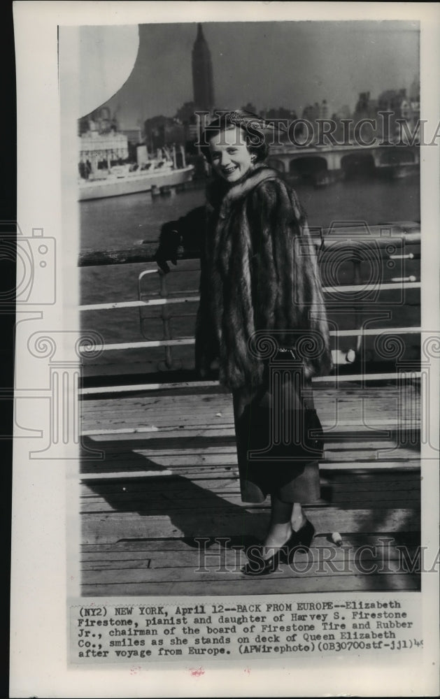 1949 Press Photo Elizabeth Firestone, Pianist &amp; Daughter of Harvey Firestone Jr. - Historic Images