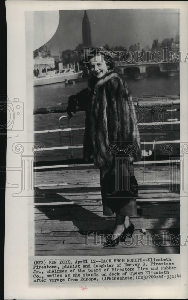 1949 Press Photo Elizabeth Firestone, Pianist & Daughter of Harvey Firestone Jr. - Historic Images