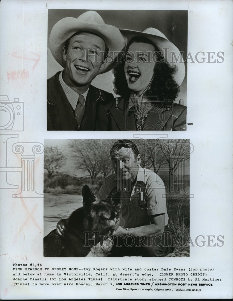 1977 Press Photo Roy Rogers with wife Dale Evans - Historic Images