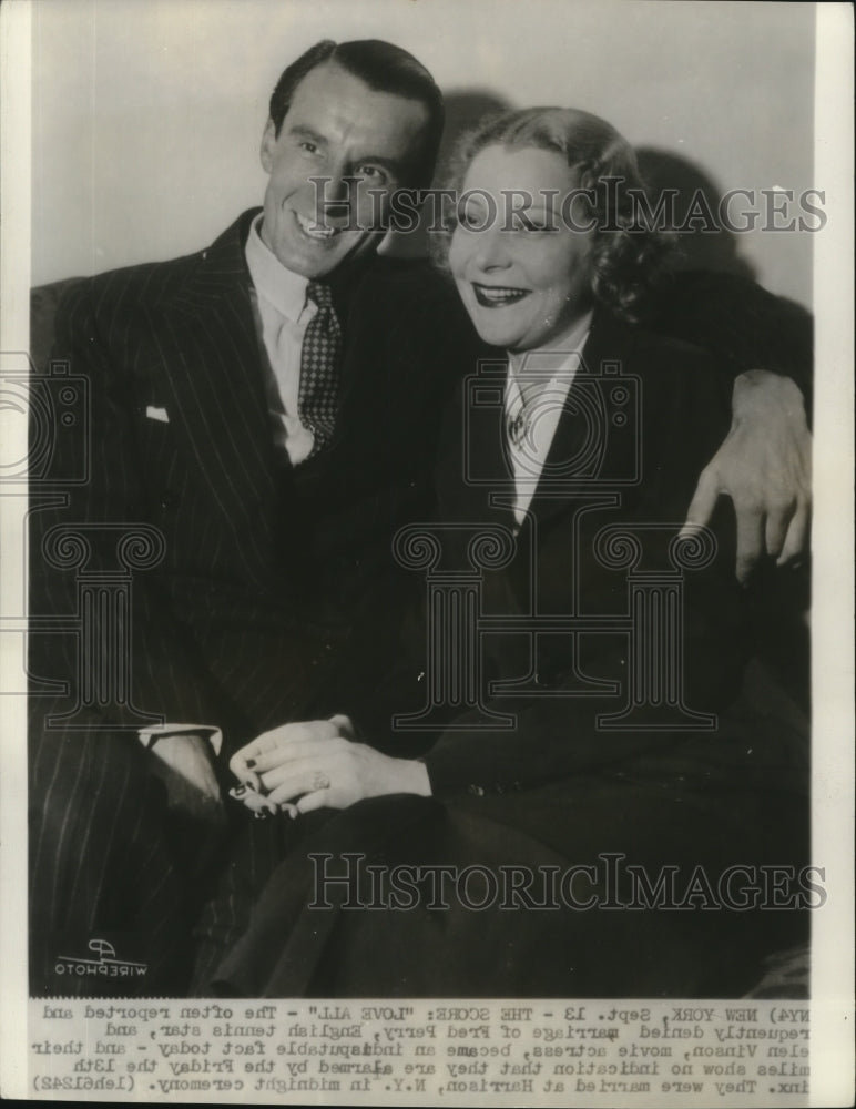 1935 Press Photo Fred Perry, Tennis, and Wife Helen Vinson - cvb76673 - Historic Images