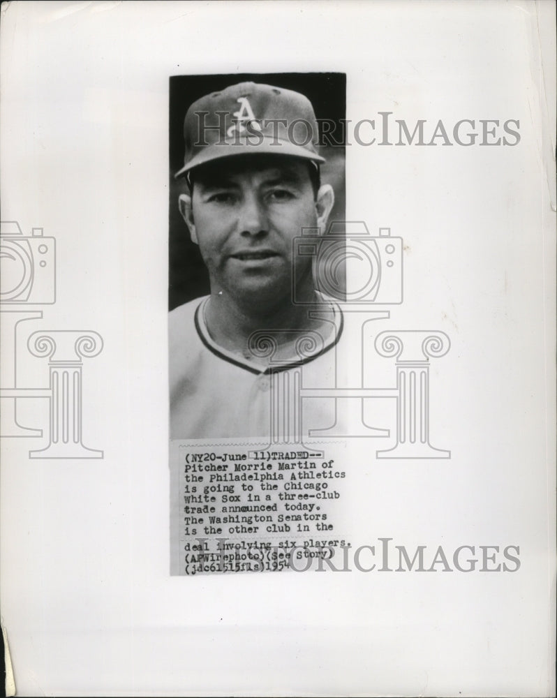 1954 Press Photo Pitcher Morrie Martin traded to Chicago White Sox from A's - Historic Images