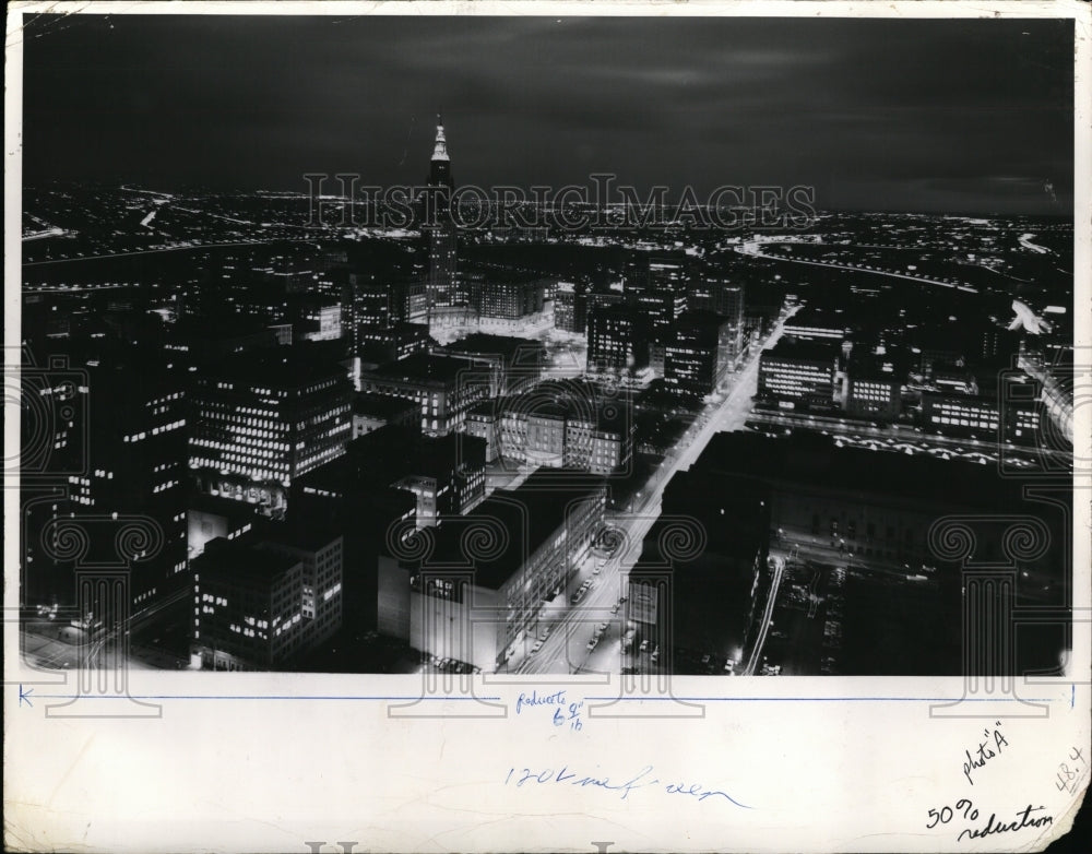 1965 Press Photo Downtown Cleveland Ohio aerial view, 1964 - Historic Images