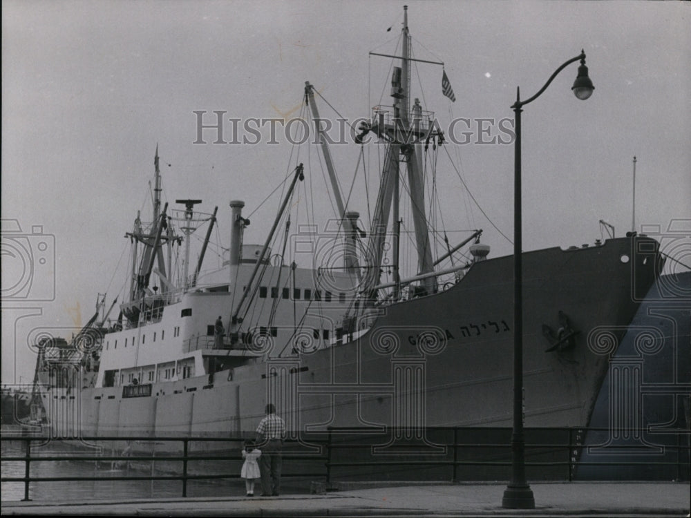 1967 Press Photo Galila from Haifh, Israel docked at Lederer West near stadium - Historic Images