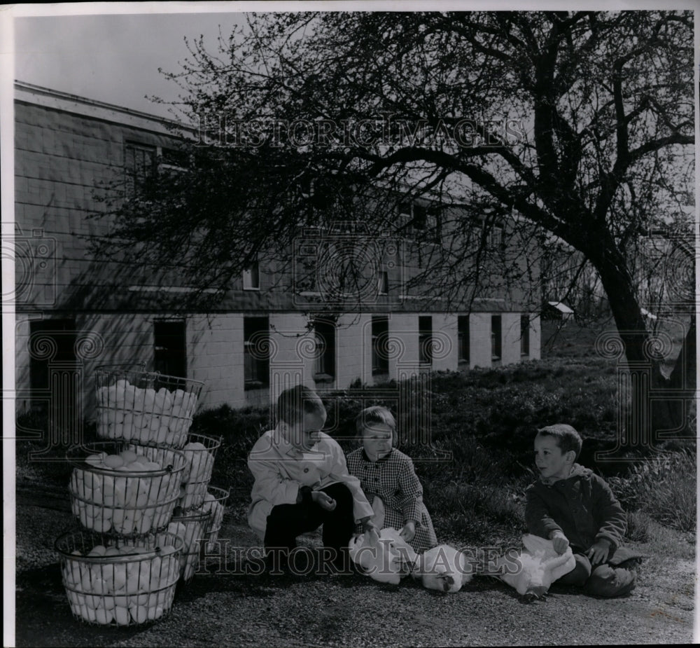 1983 Press Photo The children at the Hinckley Poultry Farm - Historic Images