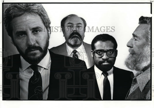 1987 Press Photo Bill Stern, Dick Deutch, Michael White, Andrew Neff-with beards - Historic Images