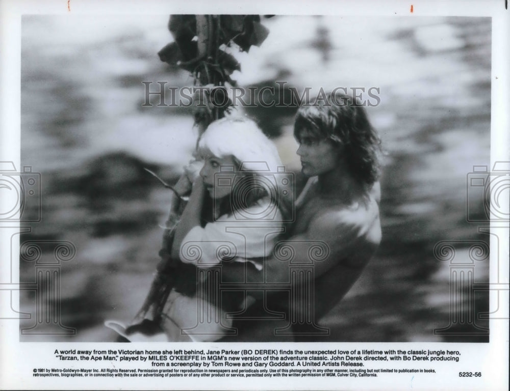 1981 Press Photo Miles O&#39;Keffe and Bo Derek star in Tarzan, The Ape Man - Historic Images