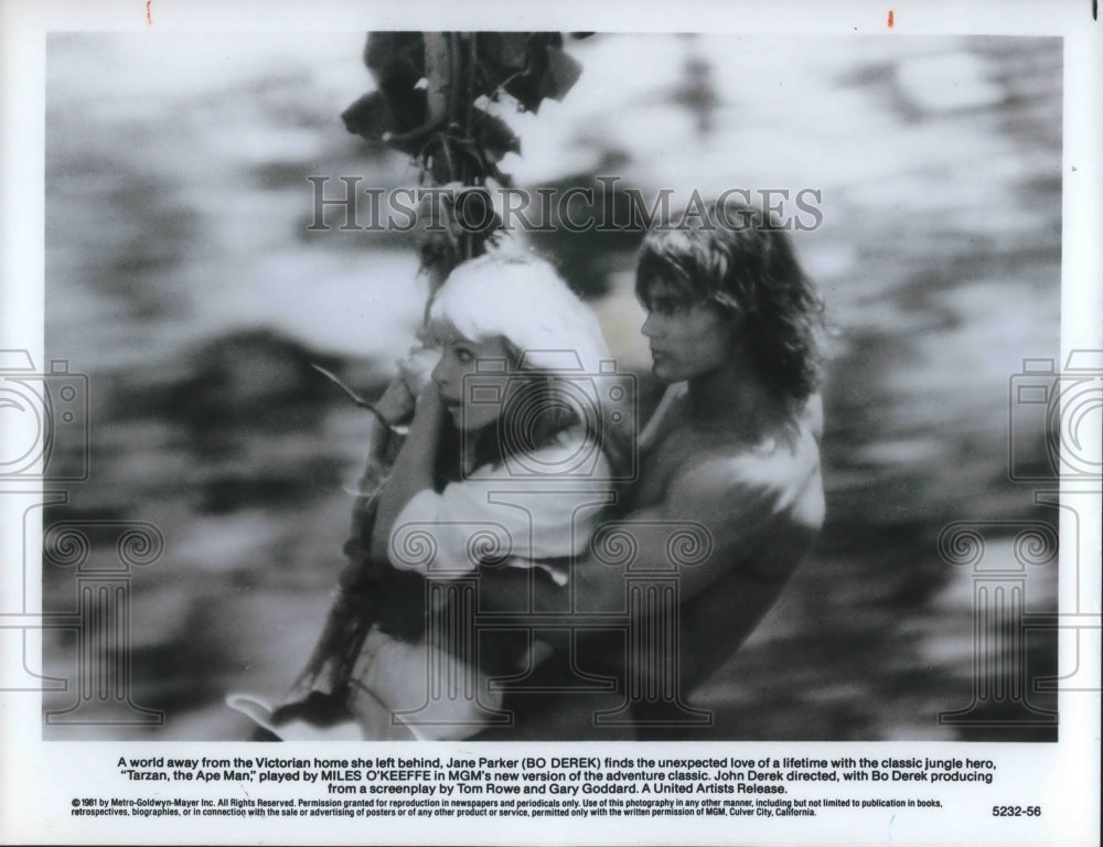 1981 Press Photo Miles O'Keffe and Bo Derek star in Tarzan, The Ape Man - Historic Images