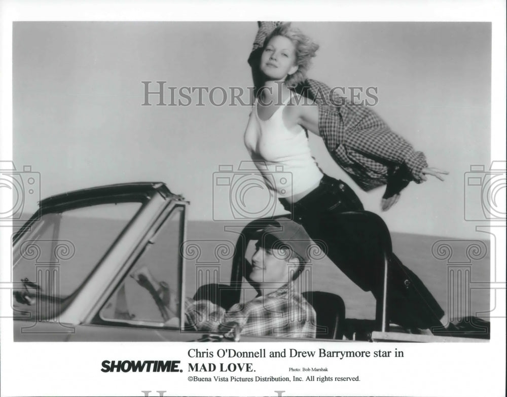 1996 Press Photo Drew Barrymore and Chris O'Donnell in Mad Love - cvp10140 - Historic Images