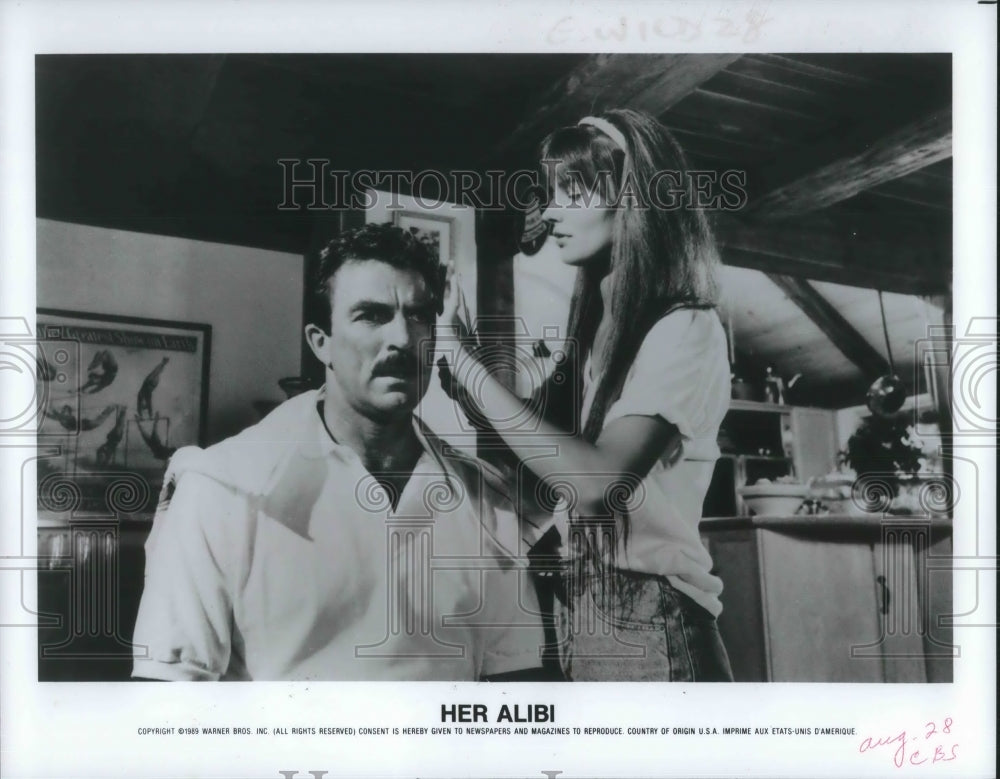 1992 Press Photo Tom Selleck and Paulina Porizkova star in Her Alibi - Historic Images