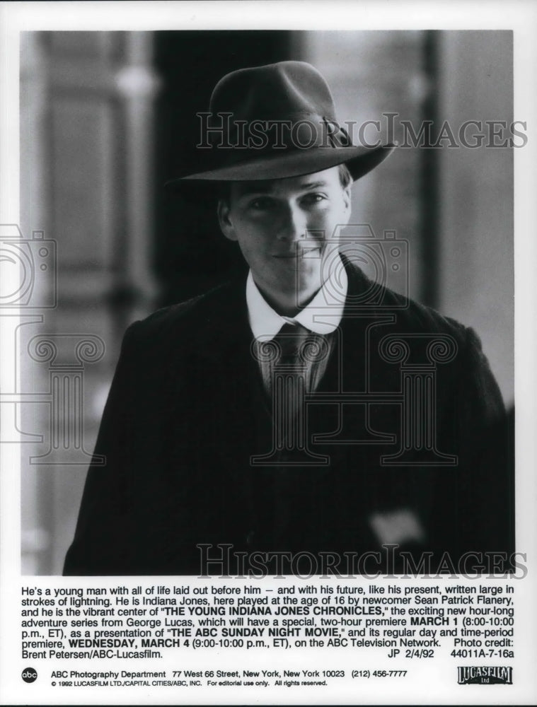 1992 Press Photo Sean Patrick Flanery in The Young Indiana Jones Chronicles - Historic Images