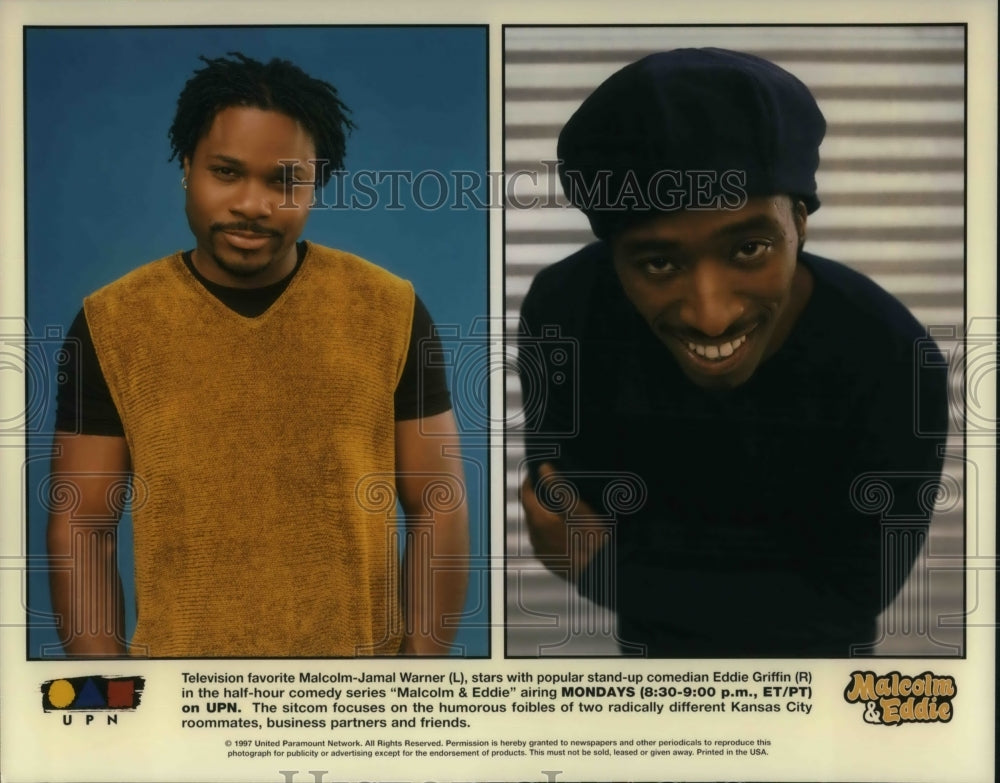 1997 Press Photo Malcolm-Jamal Warner and Eddie Griffin in Malcolm and Eddie - Historic Images