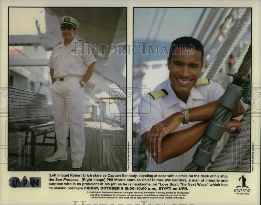 1996 Press Photo Robert Urich and Phil Morris star on Love Boat The Next Wave-Historic Images