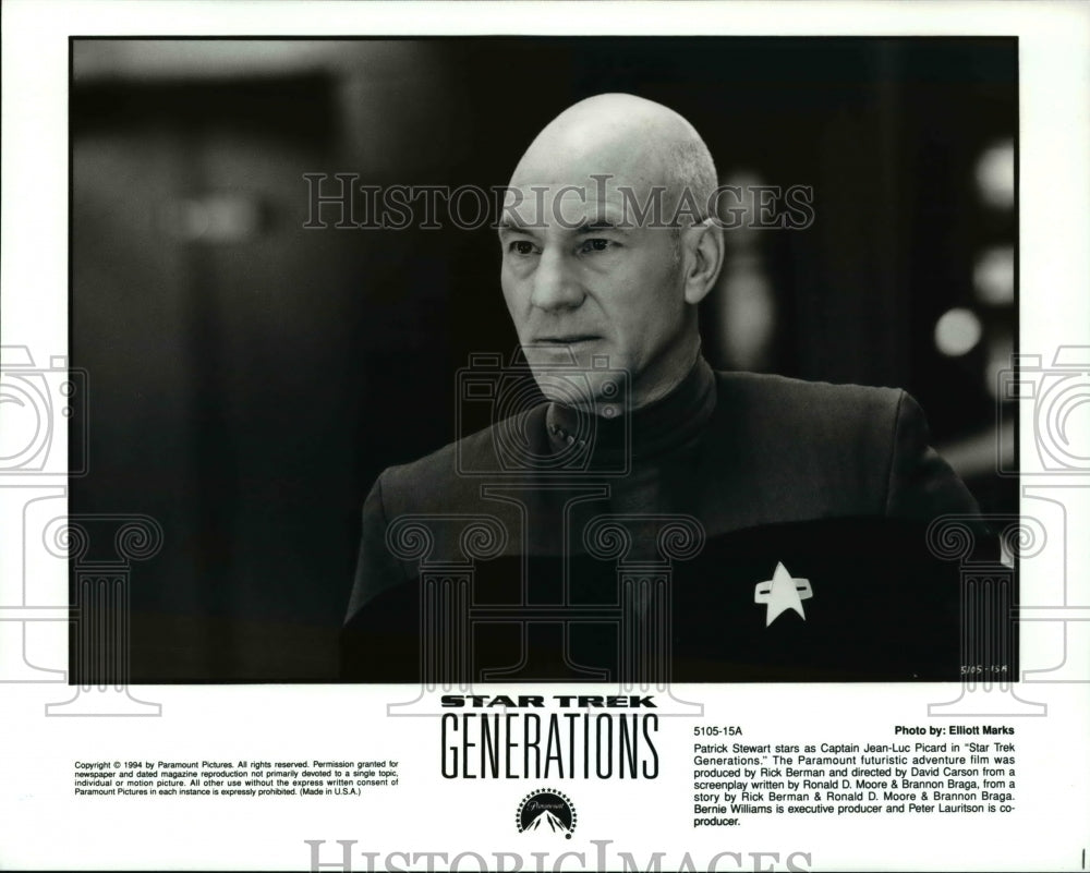 1994, Patrick Stewart in Star Trek Generations - Historic Images
